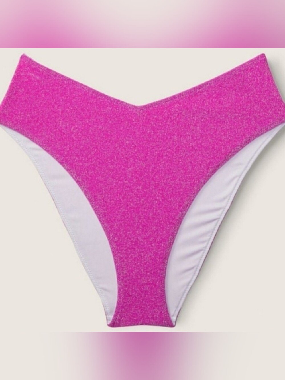 XS M PINK Swim Shimmer High Waist Cheeky Bikini Bottom